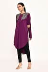 NAMRATA JOSHIPURA_Purple Embroidered Cutdana Round Tropical Leaves Tunic _at_Aza_Fashions