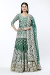 Buy_Abhinav Mishra_Green Embroidered Zardozi Leaf Lehenga Kurta Set _at_Aza_Fashions