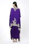 Shop_Anamika Khanna_Purple Embroidered Botanic V Neck Kaftan And Draped Skirt Set _at_Aza_Fashions