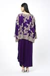 Shop_Anamika Khanna_Purple Embroidered Floral V Neck Top And Skirt Ste _at_Aza_Fashions