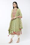 Buy_Debyani + Co_Green Embroidered Floral Round Kurta Salwar Set _Online_at_Aza_Fashions