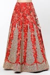 Buy_Debyani + Co_Red Printed Floral Closed Round Embroidered Lehenga Blouse Set 