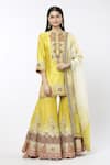 Buy_Debyani + Co_Yellow Embroidered Floral Round Shaded Sharara Set _at_Aza_Fashions