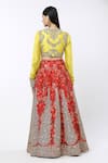 Shop_Debyani + Co_Red Printed Floral Closed Round Chota Gulab Organza Lehenga Set _at_Aza_Fashions