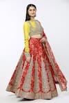 Buy_Debyani + Co_Red Printed Floral Closed Round Chota Gulab Organza Lehenga Set _Online_at_Aza_Fashions