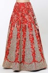 Buy_Debyani + Co_Red Printed Floral Closed Round Chota Gulab Organza Lehenga Set 