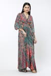 Rajdeep Ranawat_Multi Color Printed V Neck Kutch Kaftan _Online_at_Aza_Fashions