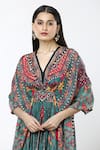 Buy_Rajdeep Ranawat_Multi Color Printed V Neck Kutch Kaftan _Online_at_Aza_Fashions