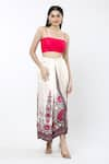 Shop_Rajdeep Ranawat_Beige Printed Bukhara Surilee Draped Skirt _at_Aza_Fashions