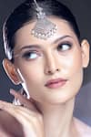 Moh-Maya by Disha Khatri_Silver Plated Moissanite Stone Flower Cutwork Maangtikka _Online_at_Aza_Fashions