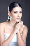 Buy_Moh-Maya by Disha Khatri_Gold Plated Zircon And Emerald Stone Embellished Earrings 