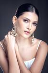 Buy_Moh-Maya By Disha Khatri_Gold Plated Zari, Mirrors Zircon And Moissanite Embellished Earrings _at_Aza_Fashions
