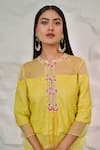 Shop_Nidhi Kejriwal_Yellow Organza Hand Embroidered Cutdana Round Jacket With Palazzo _Online_at_Aza_Fashions