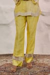 Nidhi Kejriwal_Yellow Organza Embellished Cutdana Bustier Square Short Kurta Pant Set _Online_at_Aza_Fashions