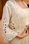 Nidhi Kejriwal_Off White Georgette Embroidered Cutwork Bustier Square Palazzo Set _at_Aza_Fashions