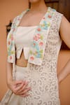 Nidhi Kejriwal_Beige Jute Cotton Embellished Cutdana Bustier Square Pant Set With Jacket _at_Aza_Fashions