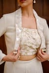 Buy_Nidhi Kejriwal_Off White Crepe Hand Embroidered Cutdana Bustier Square Palazzo Set With Jacket 