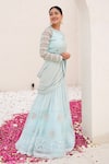 Nidhi Kejriwal_Sky Blue Georgette Embroidered Sequins Attached Draped Lehenga With Blouse _Online_at_Aza_Fashions