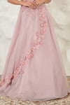 Buy_Nidhi Kejriwal_Pink Organza Hand Embellished Embroidered Attached Draped Lehenga With Blouse _Online_at_Aza_Fashions