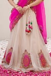 Nidhi Kejriwal_Off White Tissue Embroidered Thread Attached Draped Lehenga And Blouse Set _Online_at_Aza_Fashions