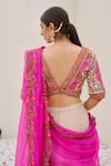 Buy_Nidhi Kejriwal_Off White Tissue Embroidered Thread Attached Draped Lehenga And Blouse Set 