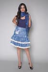 Shop_Payal Jain_Blue Denim Embroidered Lace Detailed Hem Layered Skirt _at_Aza_Fashions