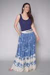 Buy_Payal Jain_Blue Denim Floral Cutwork Detailed Skirt _at_Aza_Fashions