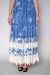 Payal Jain_Blue Denim Floral Straight Cutwork Detailed Off Shoulder Dress _Online_at_Aza_Fashions