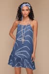 Buy_Payal Jain_Blue Linen Tie-dye Square Criss Cross Back Short Dress _Online_at_Aza_Fashions