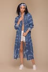 Buy_Payal Jain_Blue Linen Tie-dye Collared Detailed Shirt Dress _at_Aza_Fashions