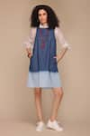 Buy_Payal Jain_Blue Denim Tie-dye Round Ombre Short Dress _at_Aza_Fashions