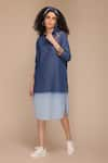 Buy_Payal Jain_Blue Denim Embroidered Thread Collared Midi Shirt Dress _at_Aza_Fashions