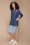 Shop_Payal Jain_Blue Denim Embroidered Thread Collared Midi Shirt Dress _Online_at_Aza_Fashions