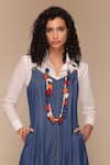 Buy_Payal Jain_Blue Denim Embroidered V Neck Front Open Dress _Online_at_Aza_Fashions