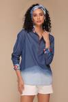 Buy_Payal Jain_Blue Denim Embroidered Collared Contrast Cuff Shirt _Online_at_Aza_Fashions