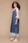 Shop_Payal Jain_Blue Denim Embroidered Round Side Slit Dress _Online_at_Aza_Fashions