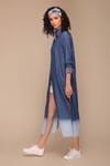 Buy_Payal Jain_Blue Denim Collared Side Slit Long Shirt Dress _Online_at_Aza_Fashions