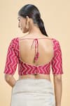 Shop_Samyukta Singhania_Pink Georgette Embroidered Dori V-neck Zig-zag Work Saree Blouse _at_Aza_Fashions