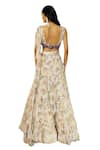 Buy_Seeaash_Ivory Chiffon Printed Crystal Work Asmira Tiered Pre-draped Lehenga Saree Set _Online_at_Aza_Fashions