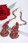 Bijoux By Priya Chandna_Red Crystal Ambi Jhumka Earrings _Online_at_Aza_Fashions