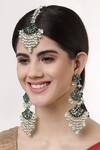 Buy_Bijoux By Priya Chandna_Green Crystal Noor Bloom Danglers _at_Aza_Fashions