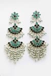 Bijoux By Priya Chandna_Green Crystal Noor Bloom Danglers _Online_at_Aza_Fashions