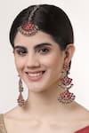 Buy_Bijoux By Priya Chandna_Red Crystal Noor Blossom Danglers _at_Aza_Fashions