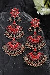 Shop_Bijoux By Priya Chandna_Red Crystal Noor Blossom Danglers _at_Aza_Fashions