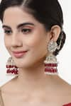 Buy_Bijoux By Priya Chandna_Red Semi Precious Stones Floret Blossom Chandelier Jhumkas _at_Aza_Fashions