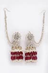 Bijoux By Priya Chandna_Red Semi Precious Stones Floret Blossom Chandelier Jhumkas _Online_at_Aza_Fashions