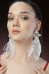 Buy_Bijoux By Priya Chandna_White Feather Glory And Crystal Embellished Earrings _at_Aza_Fashions