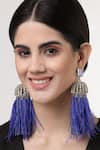 Buy_Bijoux By Priya Chandna_Blue Feather Dome Shaped Danglers _at_Aza_Fashions