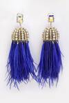 Bijoux By Priya Chandna_Blue Feather Dome Shaped Danglers _Online_at_Aza_Fashions