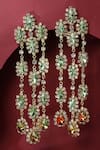 Shop_Bijoux By Priya Chandna_Green Crystal Damaskia Multi Tiered Danglers _at_Aza_Fashions